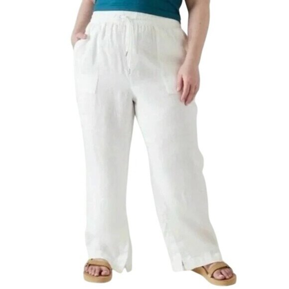 Athleta Womens Plus Size 24 Retreat Linen Wide‎ Leg Pants NWT - Picture 1 of 14